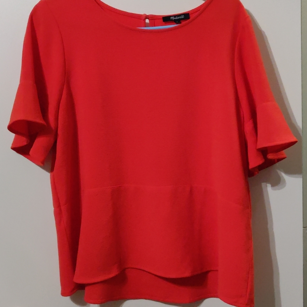 Beautiful ❤️ Bright Orange Madewell Blouse Sz L